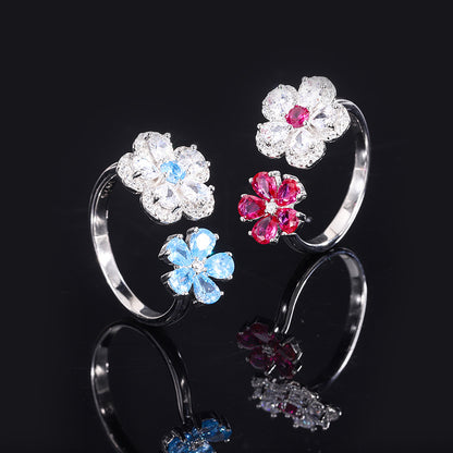 Two Flower Pink Ring .