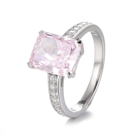 Light-Pink Rectangle Diamond Ring