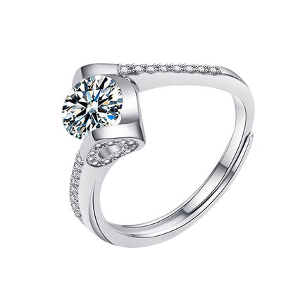 Radiant Silver Diamond Ring