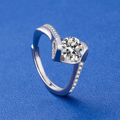 Radiant Silver Diamond Ring