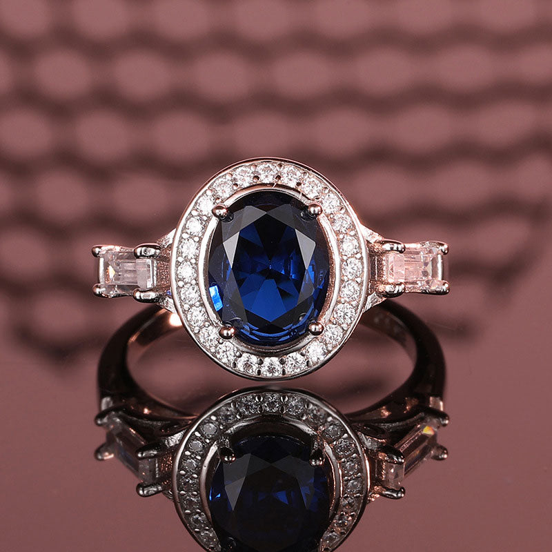 Fancy Blue Diamond  Ring Antique Style