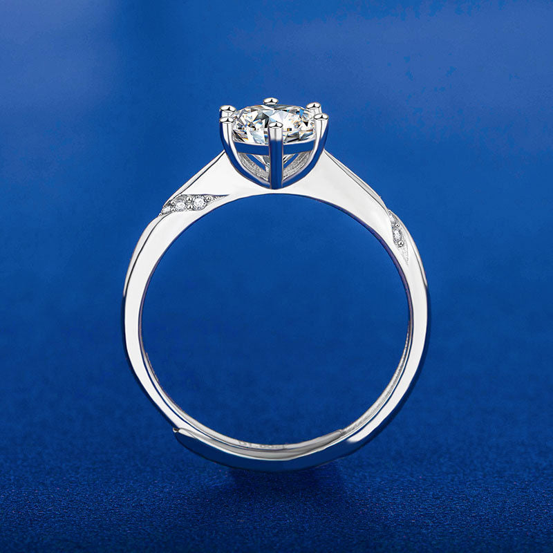 Sapphire Blue and Clear CZ Cocktail Ring