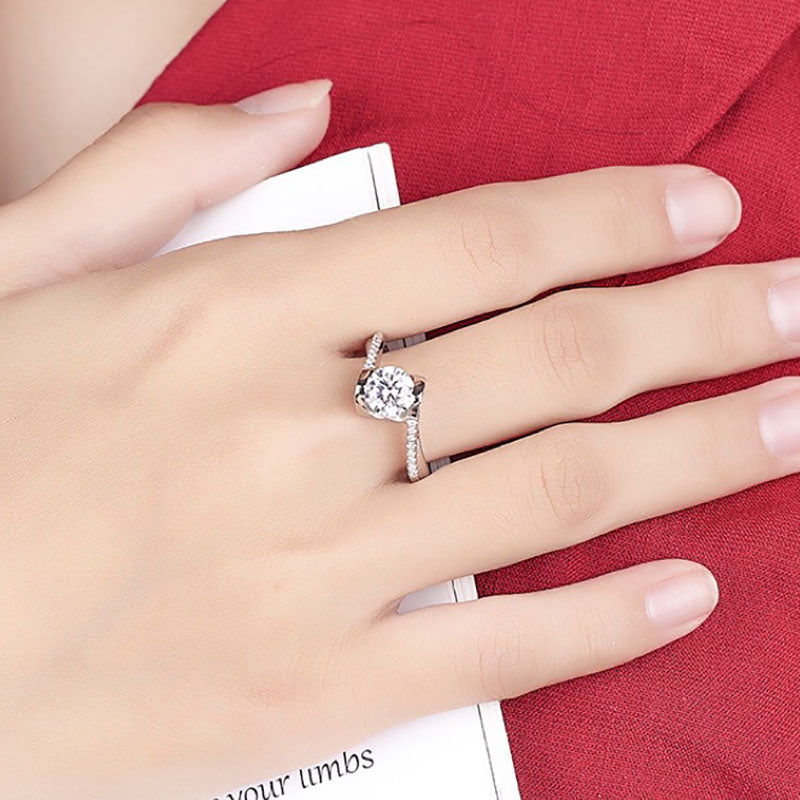 Radiant Silver Diamond Ring