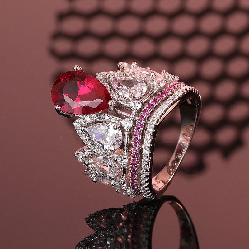 Red crown style Diamond Ring