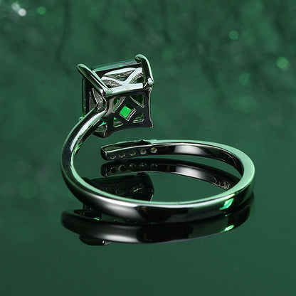 Sterling Green Silver Heart Ring with Cubic Zirconia