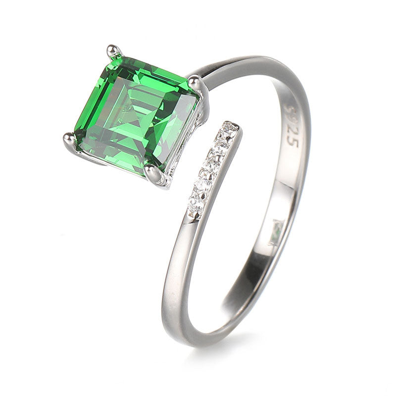 Sterling Green Silver Heart Ring with Cubic Zirconia