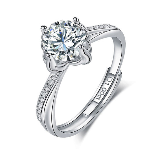 Silver Star Diamond Ring with Cubic Zirconia