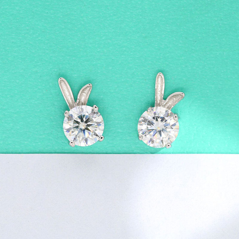 Rabbit Moissanite Stud Earrings