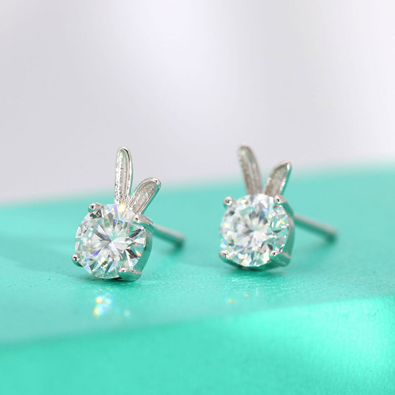 Rabbit Moissanite Stud Earrings