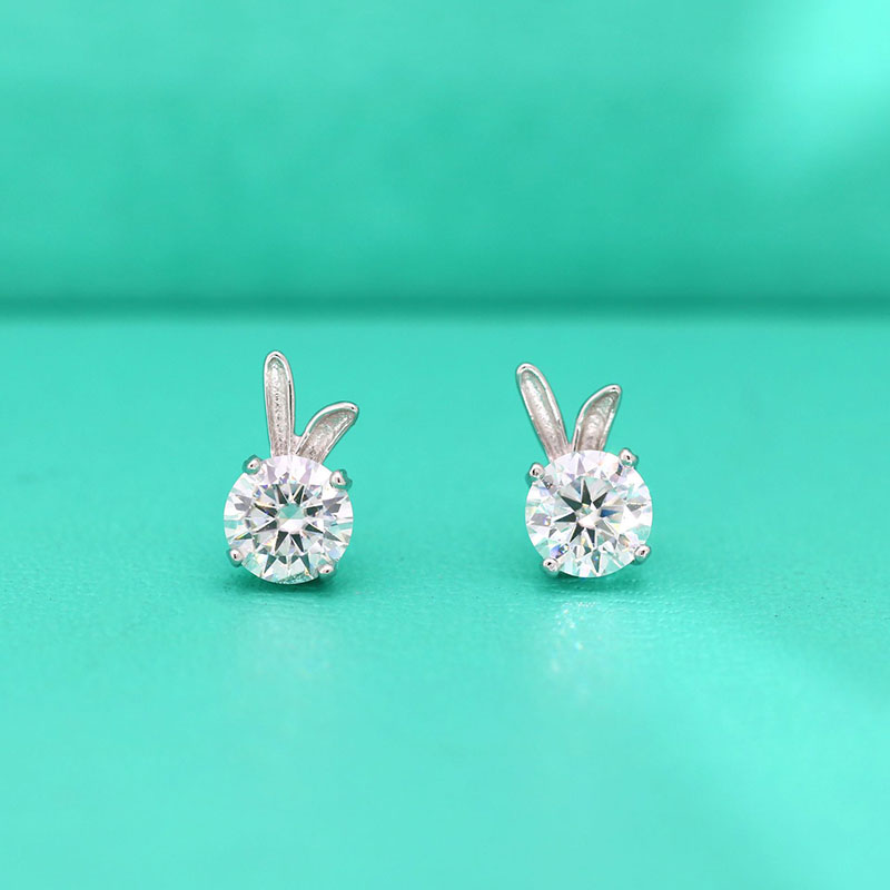 Rabbit Moissanite Stud Earrings