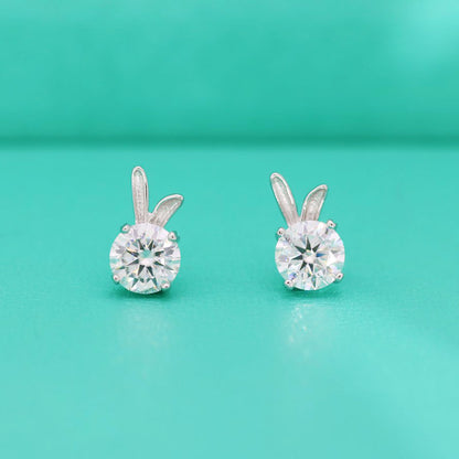 Rabbit Moissanite Stud Earrings