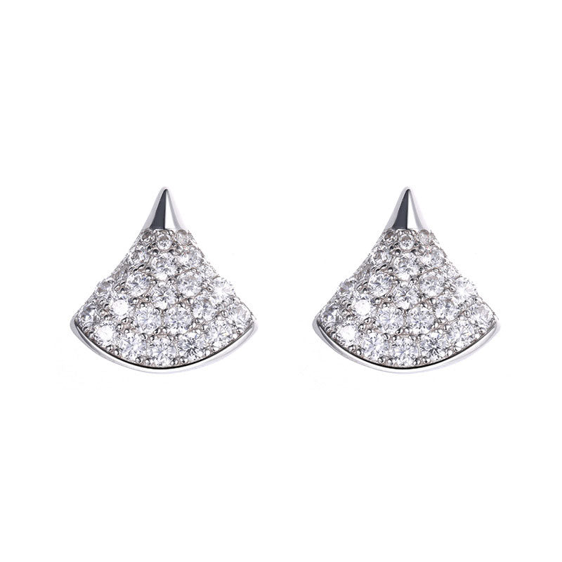 Leaf-shaped Crystal Earrings