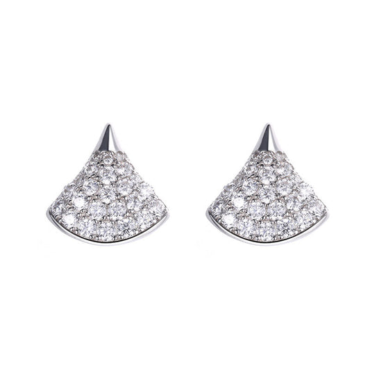 Leaf-shaped Crystal Earrings