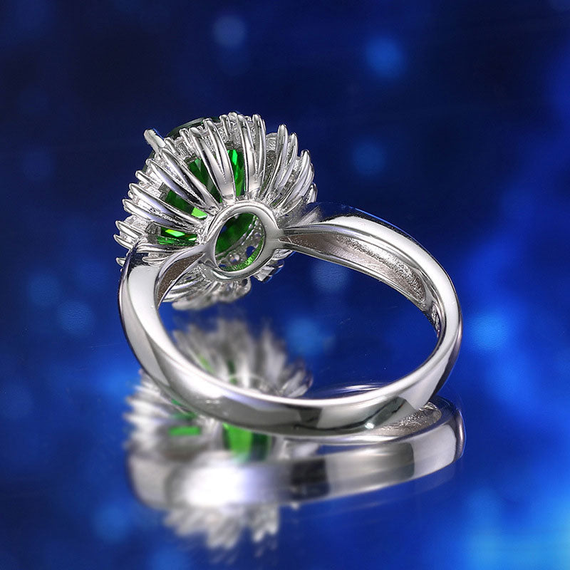 Green Diamond Vintage Halo Style Ring