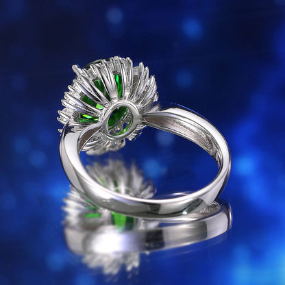 Green Diamond Vintage Halo Style Ring