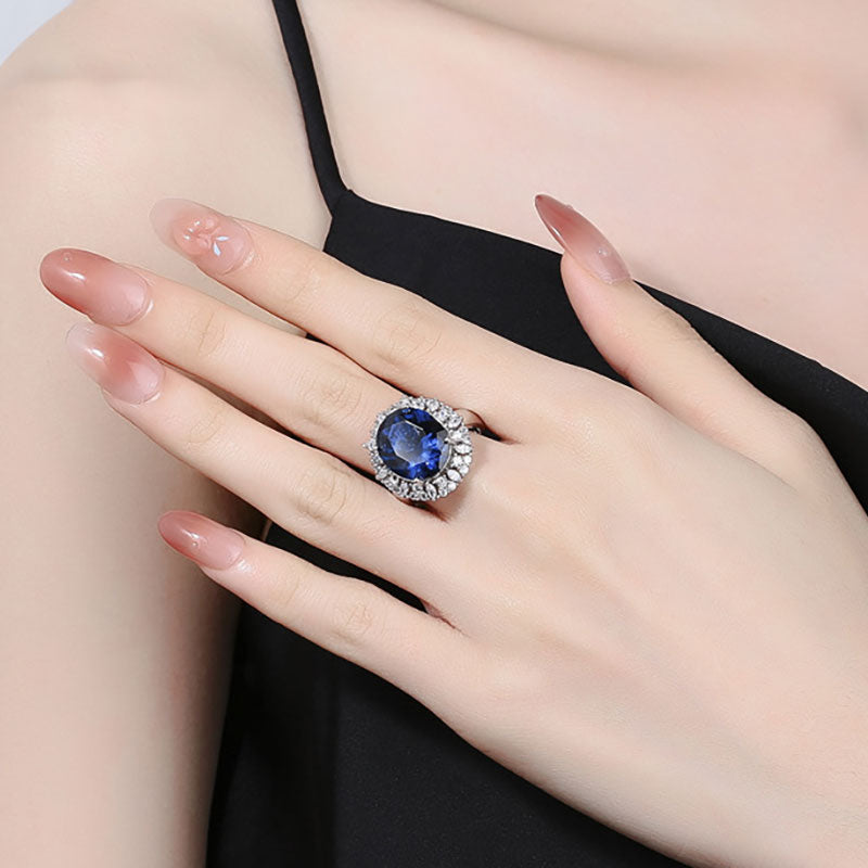 Unique Blue diamond with colored Ring