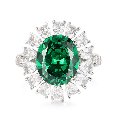 Green Diamond Halo Ring