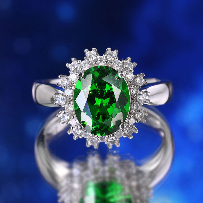 Green Diamond Vintage Halo Style Ring