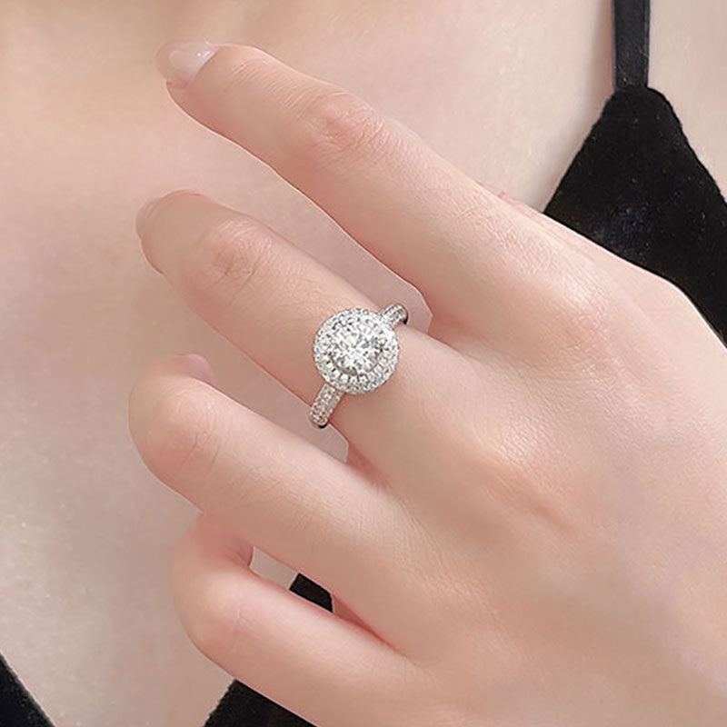 Sterling Silver Radiant Halo Ring