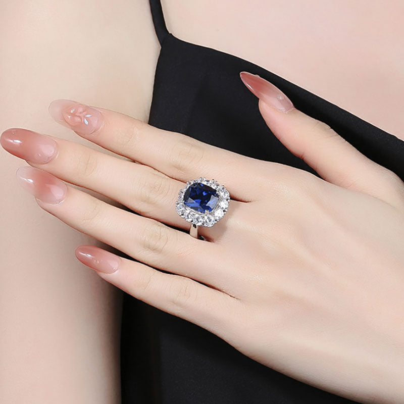 Blue diamond with Blue colored Ring