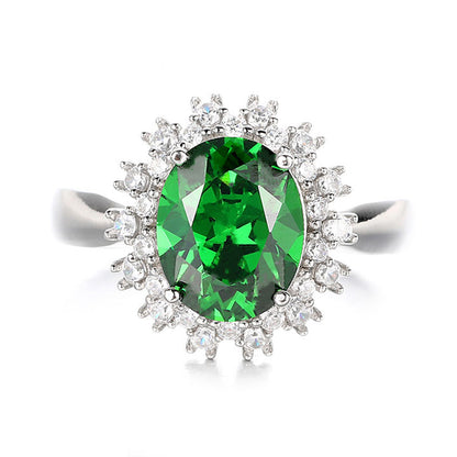 Green Diamond Vintage Halo Style Ring